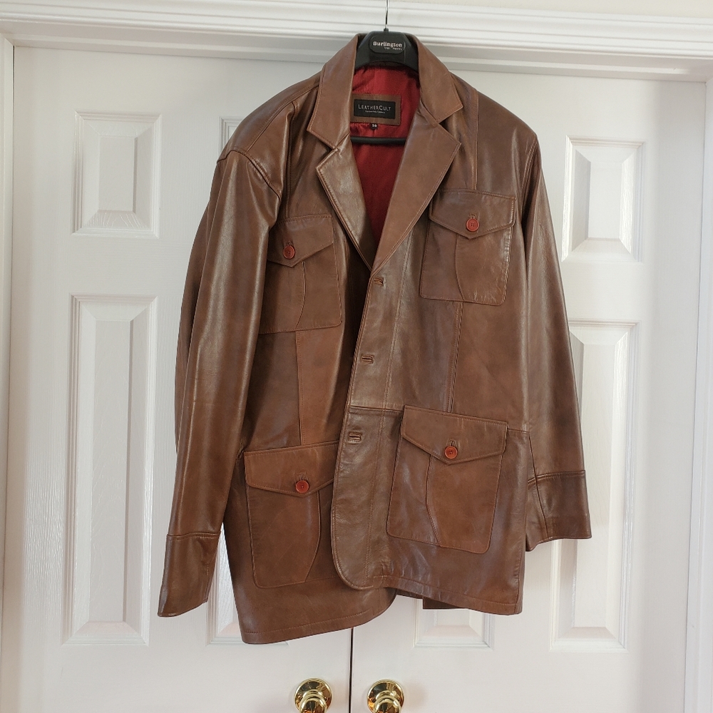 Leathercult Brown Leather Patchwork Jacket 50 - image 2